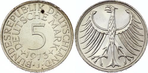 Germany FRG 5 Mark 1973 J