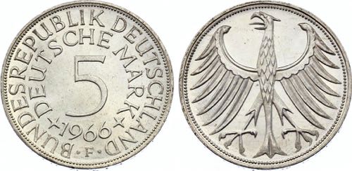 Germany FRG 5 Mark 1966 F