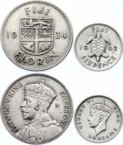 Fiji Set of 2 Silver Coins: 1 ... 