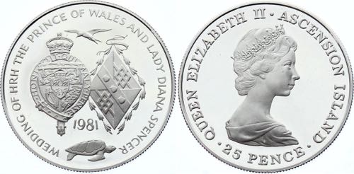 Ascension Island 25 Pence 1981 