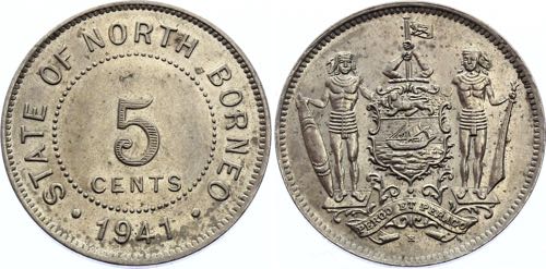 British North Borneo 5 Cents 1941 