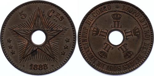 Belgian Congo 5 Centimes 1888 