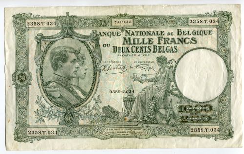 Belgium 1000 Francs - 200 Belgas ... 