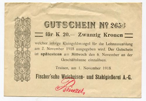Austria Traisen 20 Kronen 1918 ... 
