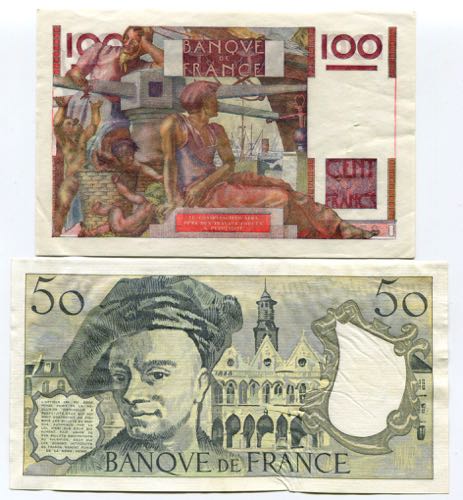 France Set of 2 Notes: 100 Francs ... 