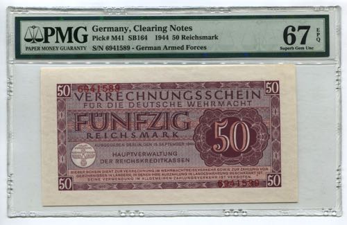Germany 50 Reichsmark 1944 PMG 67 ... 