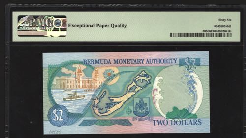 Bermuda 2 Dollars 2007 PMG 66 Very ... 