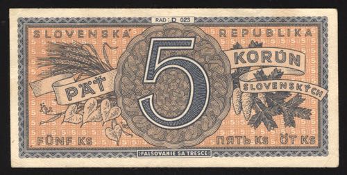 Slovakia 5 Korun 1945 Not Speimen ... 