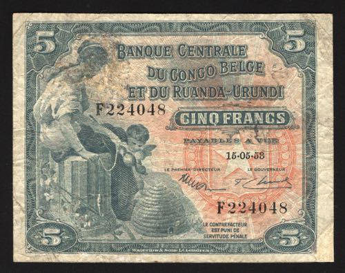 Belgian Congo 5 Francs 1953 