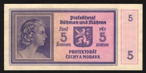 Bohemia & Moravia 5 Korun 1940