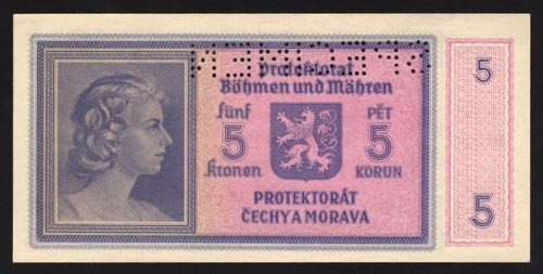 Bohemia & Moravia 5 Korun 1940 