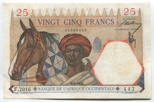 French West Africa 25 Francs 1942 ... 