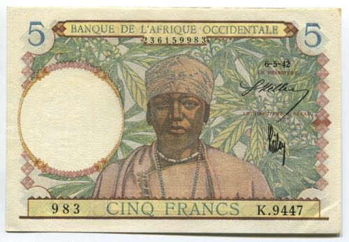 French West Africa 5 Francs 1942 