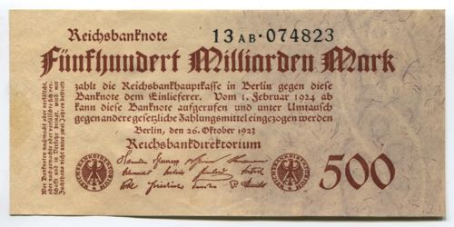 Germany 500 Milliarden Mark 1923 