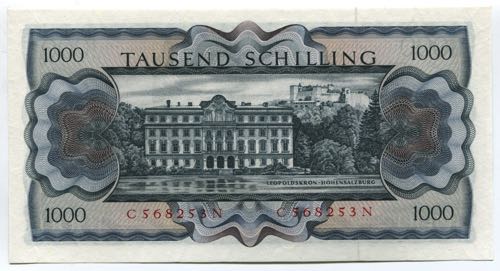 Austria 1000 Schilling 1966 Rare