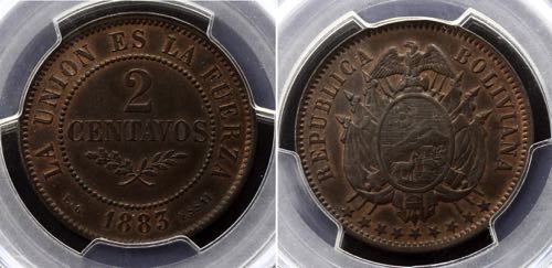 Bolivia 2 Centavos 1883 EG Essai ... 