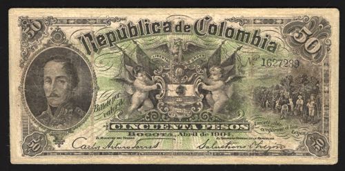 Colombia 50 Pesos 1904 Rare