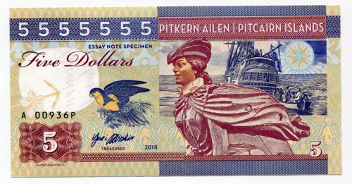 Pitcairn 5 Dollars 2018 Specimen