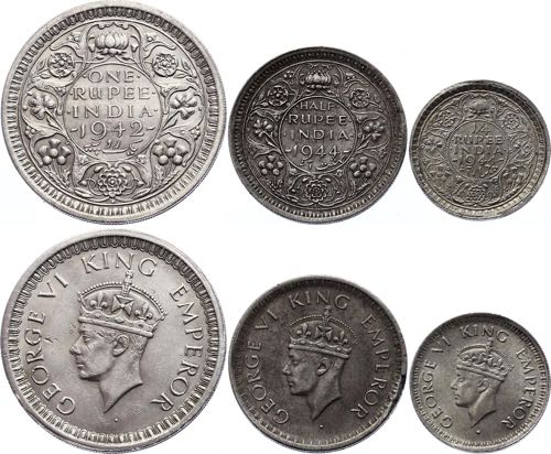 British India 1/4 - 1/2 - 1 Rupee ... 