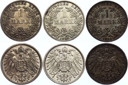 Germany - Empire 3 x 1 Mark 1901 - ... 
