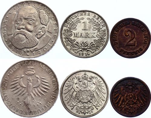 Germany Lot of 3 Coins 1904 - 1968 ... 