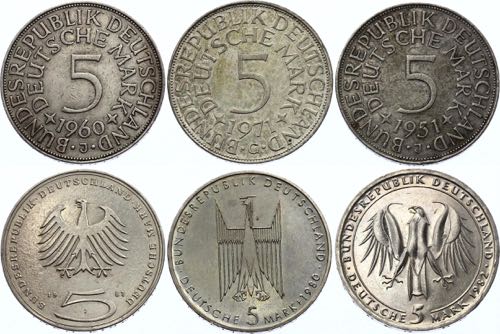 Germany Lot of 6 Coins 1951 - 1982