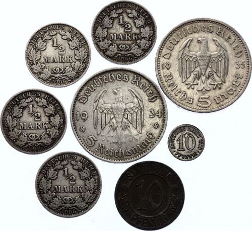 Germany - Empire Lot of 8 Coins ... 