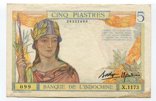 French Indochina 5 Piastres 1936