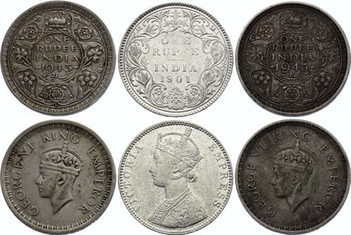 British India 3 x 1 Rupee 1901 - ... 