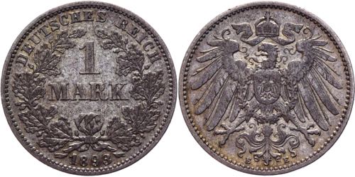Germany - Empire 1 Mark 1893 E Key ... 