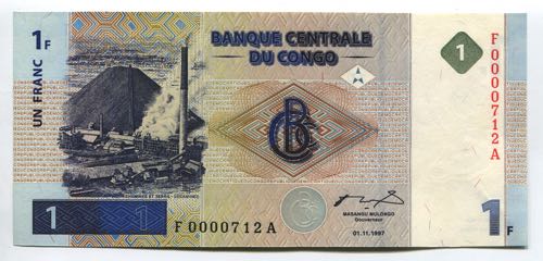Congo Democratic Republic 1 Franc ... 