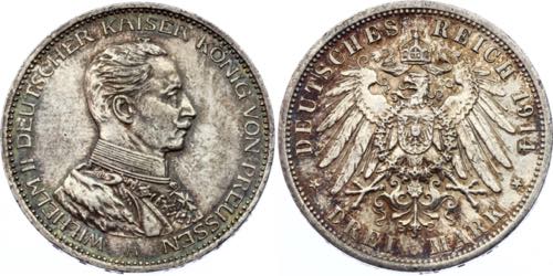 KM# 538; Silver; Wilhelm II; aUNC ... 