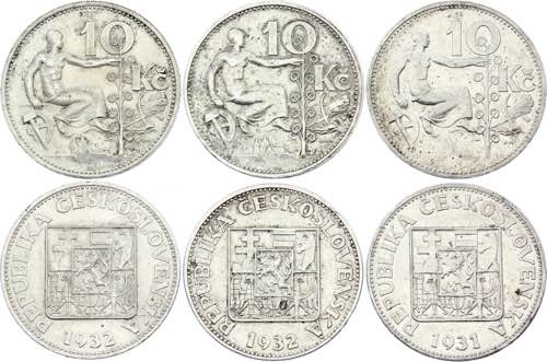 Czechoslovakia 3 x 10 Korun 1932 ... 