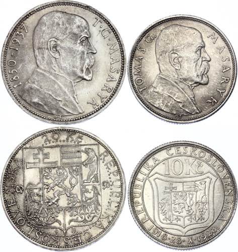 Czechoslovakia 10 & 20 Korun 1928 ... 