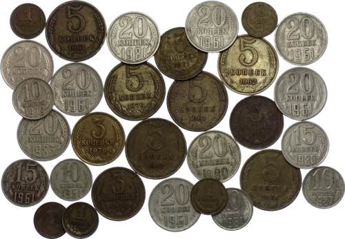 Russia - USSR Lot of 30 Coins 20th ... 