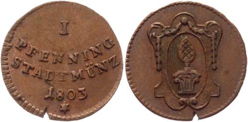 German States Augsburg 1 Pfennig ... 