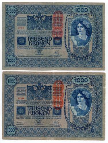 Austria 2 x 1000 Kronen 1919 (ND) ... 