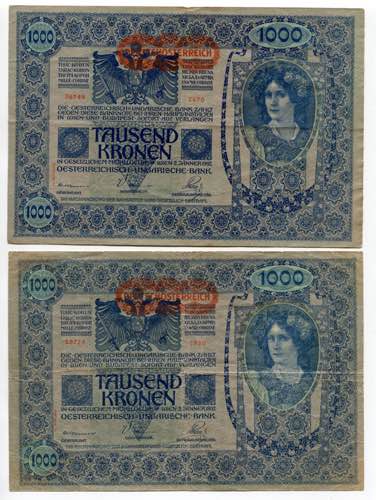 Austria 2 x 1000 Kronen 1919 (ND) ... 