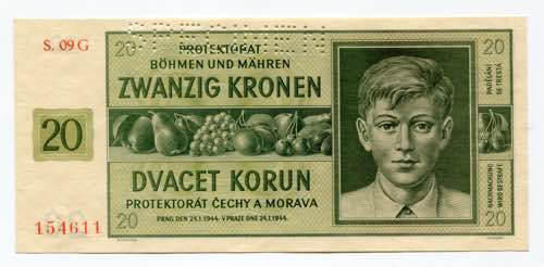Bohemia & Moravia 20 Korun 1944 ... 