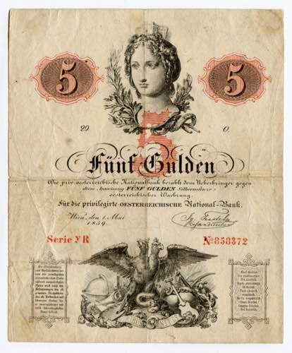 Austria 5 Gulden 1859 P# A88;