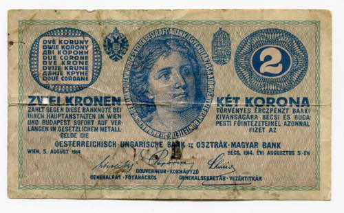Austria 2 Kronen 1914 P# 17b