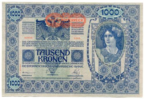 Austria 1000 Kronen 1919 P# 60; XF