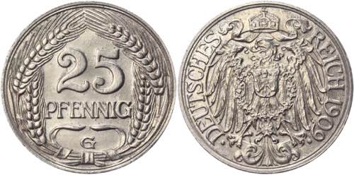 Germany - Empire 25 Pfennig 1909 G ... 