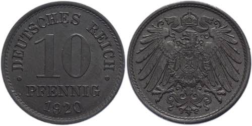 Germany - Empire 10 Pfennig 1920 ... 