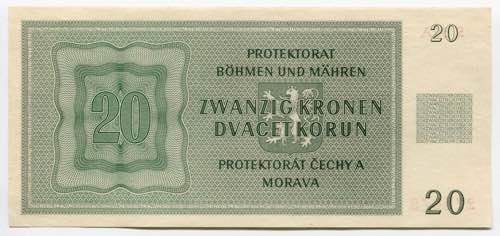 Bohemia & Moravia 20 Korun 1944 P# ... 