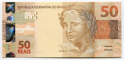 Brazil 50 Reais 2010 Serie AA P# ... 
