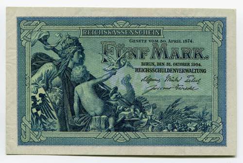 Germany - Empire 5 Mark 1904 P# ... 