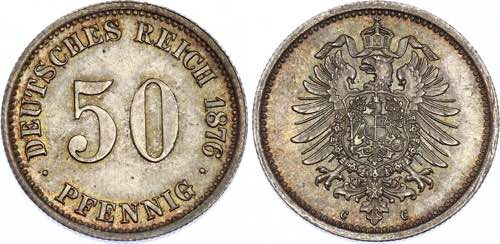 Germany - Empire 50 Pfennig 1876 C ... 
