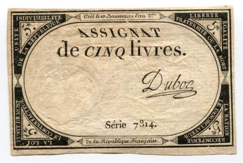 France 5 Livres 1793 P# A76; # 7314