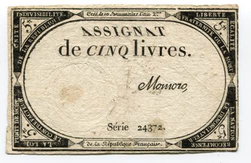 France 5 Livres 1793 P# A76; # ... 